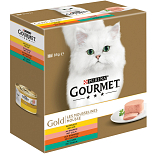 Gourmet kattenvoer Gold Mousse kip, zalm, konijn 8 x 85 gr