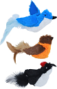 Vogel met Verenstaart Assorti 13 cm