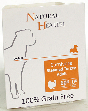 Natural Health Dog hondenvoer Steamed Carnivore Turkey 395 gr