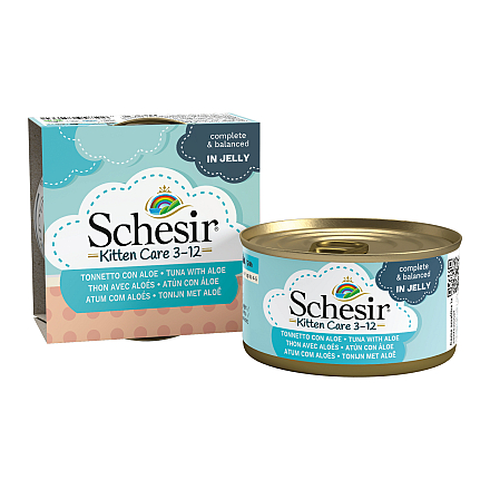 Schesir Kattenvoer Kitten 3-12 Tonijn/Aloe Gelei 85 gr