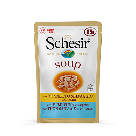 Schesir Kattenvoer Wilde Tonijn/Inktvis Soup 85 gr