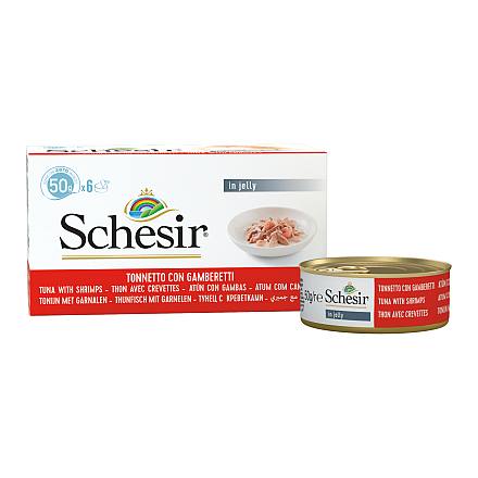 Schesir Kattenvoer Tonijn/Garnaal 6 x 50 gr