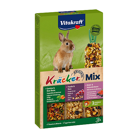 Vitakraft Kräcker Trio-Mix konijn - groente/ noot/bosbessen 3 st