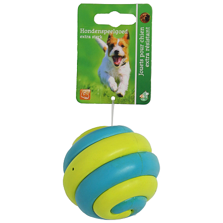 Hondenspeelgoed Swirlbal Blauw/Geel<br> 8 cm