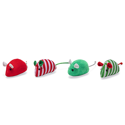 Beeztees Kerst Muizen Rood/Groen 4 st