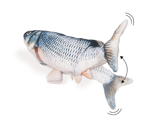 Flamingo kattenspeelgoed Flounder Vis Grijs